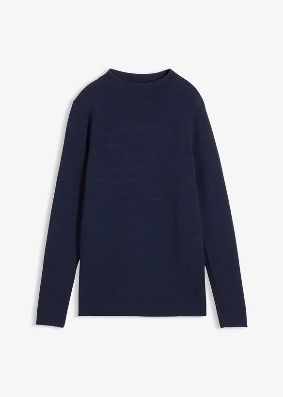 Pullover mit Stehkragen in blau von vorne - bonprix