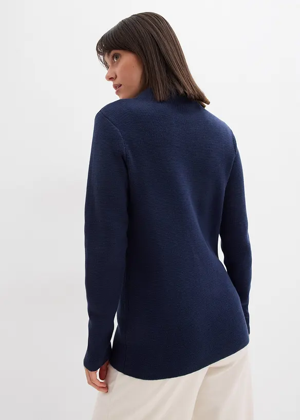 Pullover mit Stehkragen in blau von hinten (im Anschnitt) - bonprix