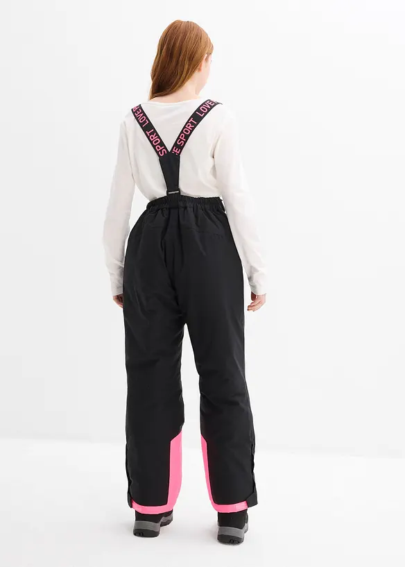 wasserdichte Skihose mit abnehmbaren Trägern in schwarz von hinten - bonprix