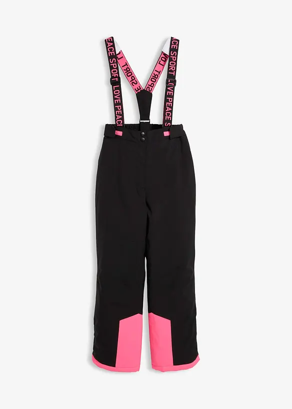 wasserdichte Skihose mit abnehmbaren Trägern in schwarz von vorne - bonprix