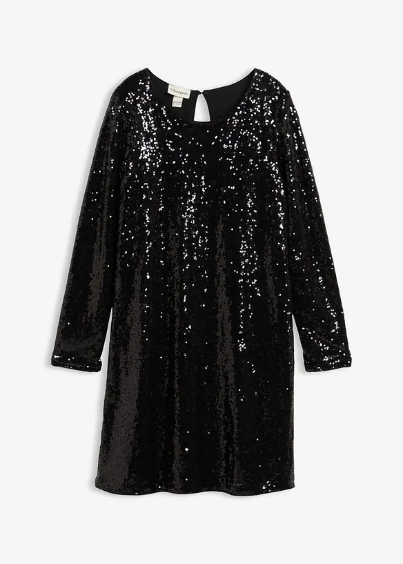 Paillettenkleid in schwarz von vorne - bonprix