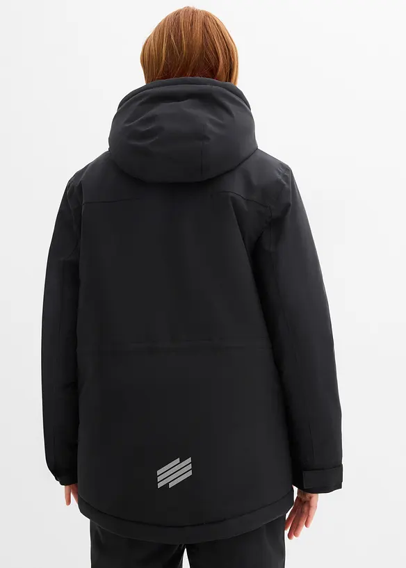 Wasserdichte Skijacke mit sportiven Details in schwarz von hinten (im Anschnitt) - bonprix