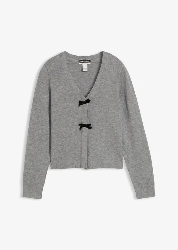 Strickjacke aus softem Viskose-Mix in grau von vorne - bonprix