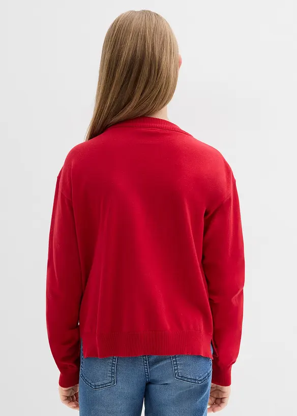Feinstrickpullover mit Schleifendetails in rot von hinten (im Anschnitt) - bonprix