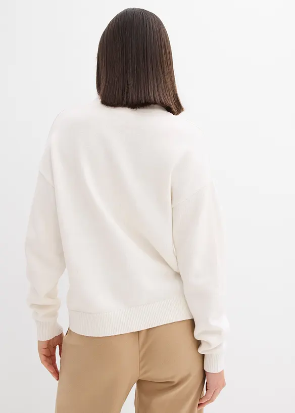 Oversize-Pullover aus reiner Baumwolle in weiß von hinten (im Anschnitt) - bonprix