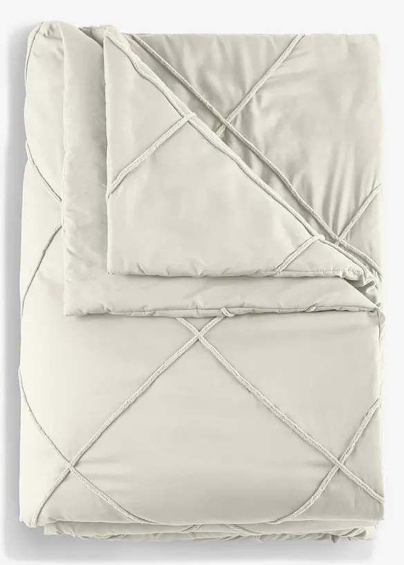 Tagesdecke mit Rechtecken in beige von vorne - bonprix