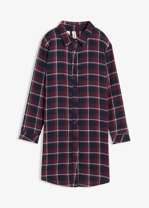 Nachthemd aus weichem Flanell mit Knopfleiste in rot von vorne - bonprix Nachthemd aus weichem Flanell mit Knopfleiste in rot von vorne - bonprix