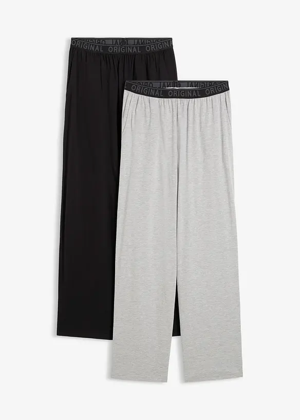 Pyjamahose aus reiner Baumwolle (2er Pack) in grau - bonprix
