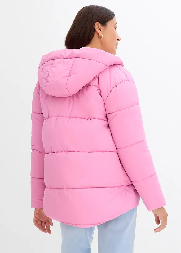 Oversize Puffer-Jacke in pink von hinten (im Anschnitt) - bonprix