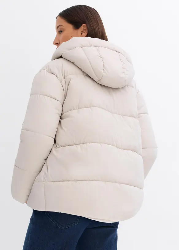 Oversize Puffer-Jacke in grau von hinten (im Anschnitt) - bonprix