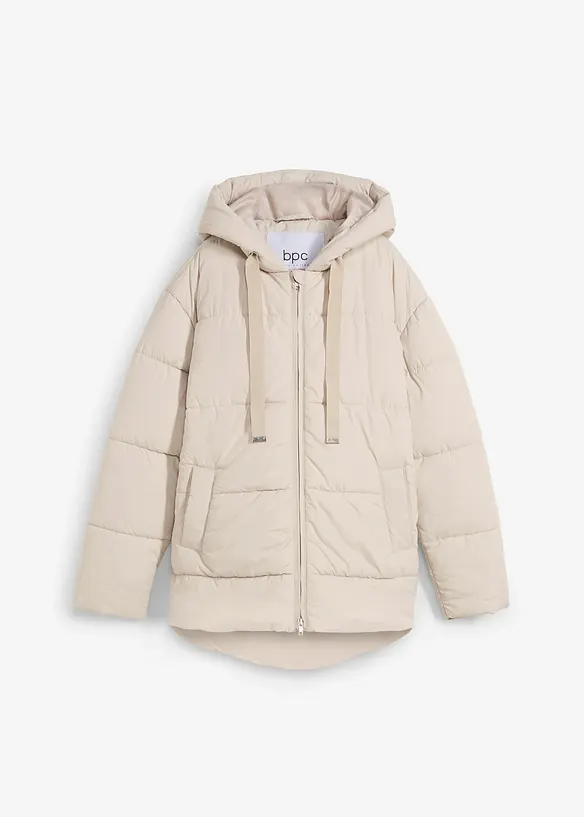 Oversize Puffer-Jacke in grau von vorne - bonprix