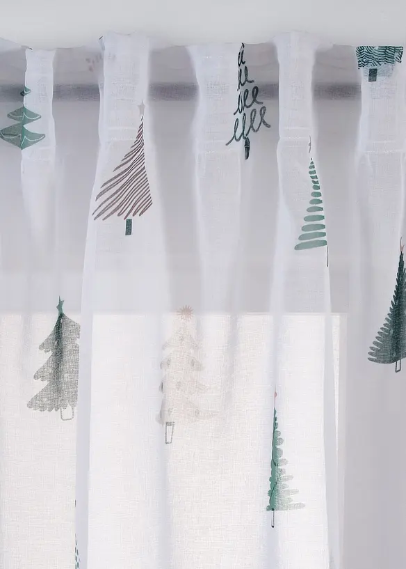 Gardine mit Tannenbaum Druck (1er Pack) in weiß - bonprix