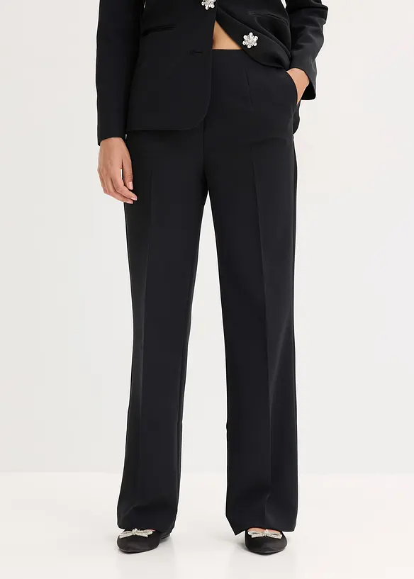 Marlenehose in schwarz von vorne - bonprix Marlenehose in schwarz von vorne - bonprix