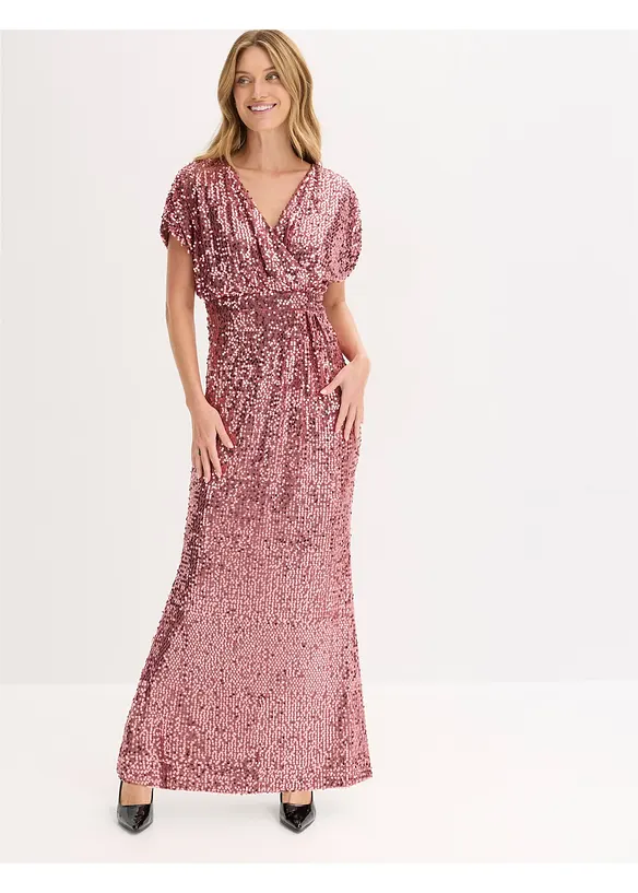 Paillettenkleid in lila von vorne (Totalaufnahme) - bonprix