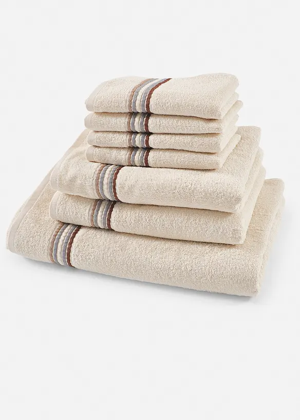 Handtuch mit gestreiften Details in beige - bonprix
