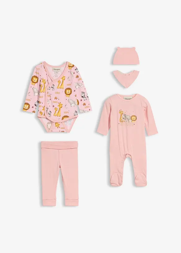 Baby Erstlings Set aus reiner Bio-Baumwolle (5-tlg.Set) in rosa - bonprix