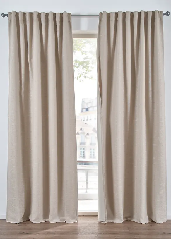 Abdunkelnder Vorhang doppellagig mit Strukturfront, auch in extra lang (1er Pack) in beige - bonprix