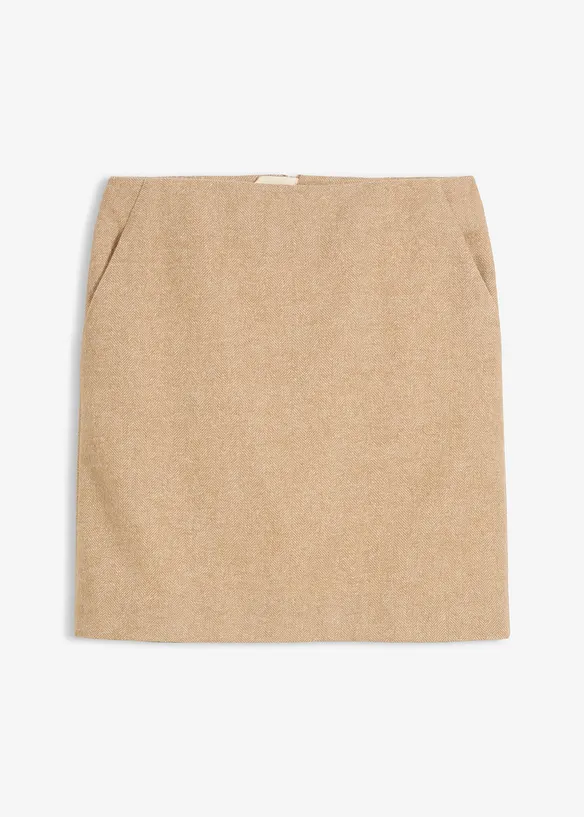 Bleistiftrock in beige von vorne - bonprix