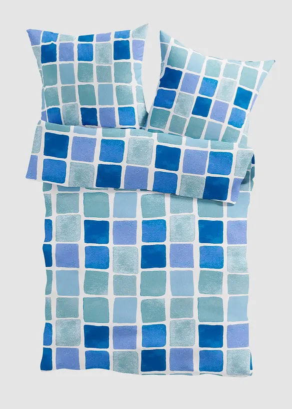 Baumwollmix-Bettwäsche in blau von vorne - bonprix