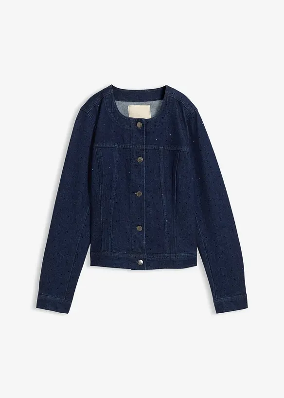 Jeansjacke mit Strass in blau von vorne - bonprix Jeansjacke mit Strass in blau von vorne - bonprix