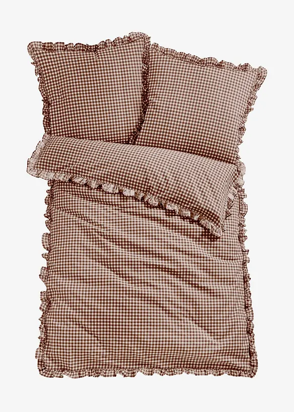 Linon-Bettwäsche mit Rüschen in braun von vorne - bonprix