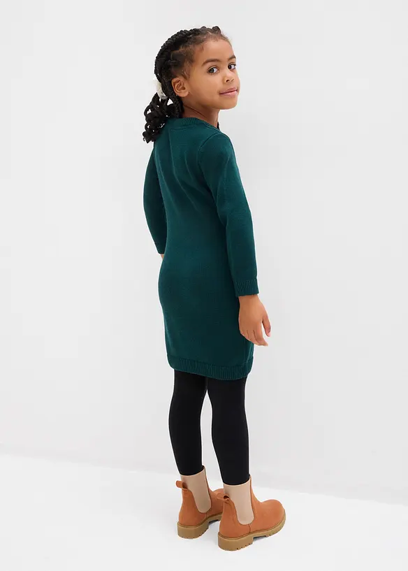 Strickkleid mit Tasche (2-tlg.Set) in grün von hinten (Totalaufnahme) - bonprix