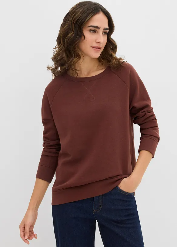 Basic Sweatshirt in braun von vorne (im Anschnitt) - bonprix