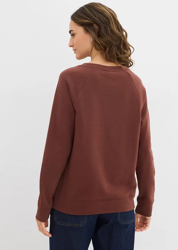 Basic Sweatshirt in braun von hinten (im Anschnitt) - bonprix