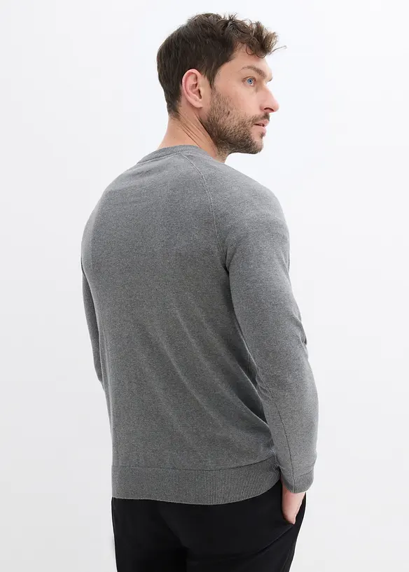 Feinstrickpullover aus reiner Baumwolle (2er Pack) in schwarz von hinten (im Anschnitt) - bonprix