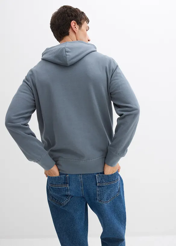 Hoodie aus reiner Baumwolle in blau von hinten (im Anschnitt) - bonprix