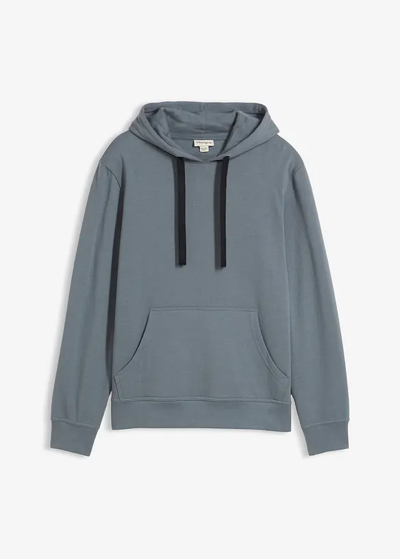 Hoodie aus reiner Baumwolle in blau von vorne - bonprix