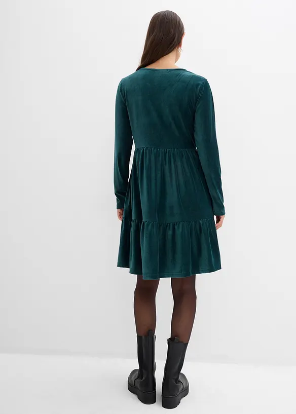 Minikleid aus Jersey Cord in grün von hinten (Totalaufnahme) - bonprix Minikleid aus Jersey Cord in grün von hinten (Totalaufnahme) - bonprix