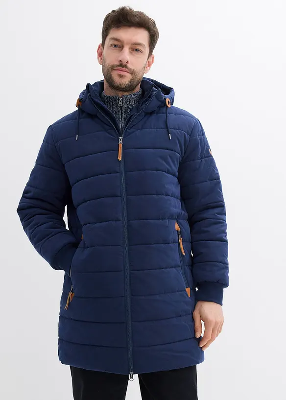 Wattierter Stepp-Parka in blau von vorne (im Anschnitt) - bonprix