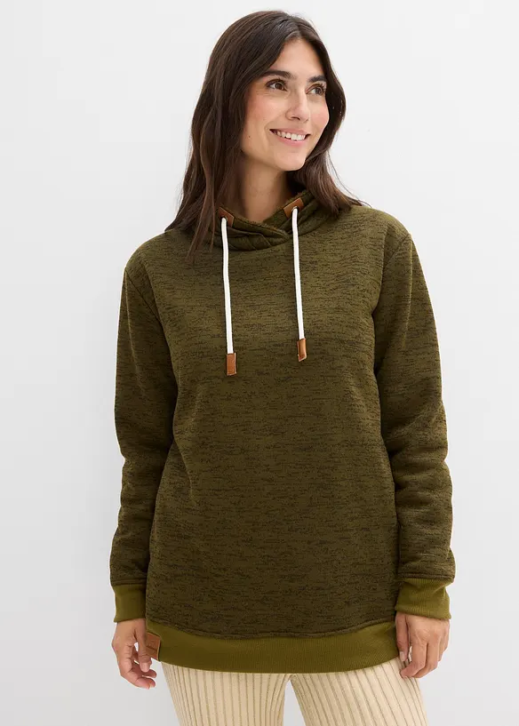 Long-Sweatshirt in grün von vorne (im Anschnitt) - bonprix
