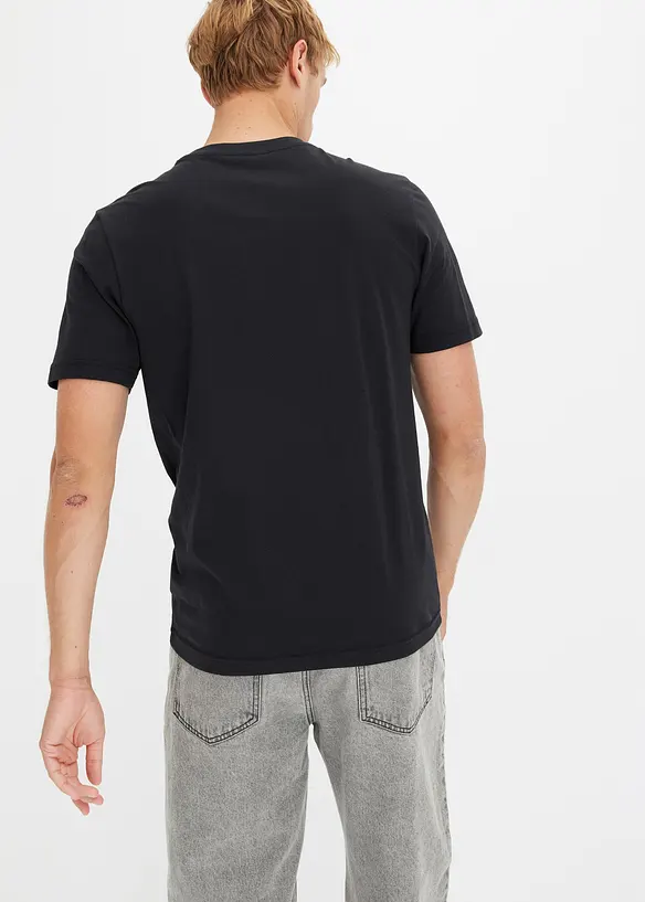 T-Shirt mit Weihnachtsmotiv aus reiner Bio-Baumwolle in schwarz von hinten (im Anschnitt) - bonprix