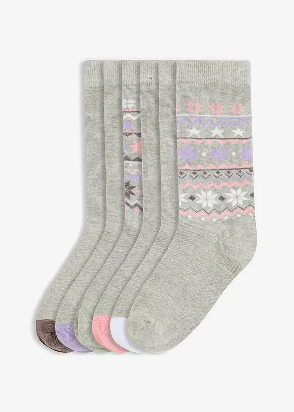 Socken mit Bio-Baumwolle (6er Pack) in grau von vorne - bonprix