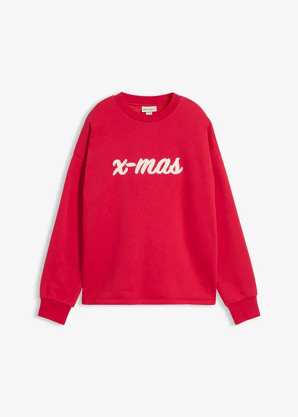 Oversize-Sweatshirt aus Baumwoll-Mix in rot von vorne - bonprix