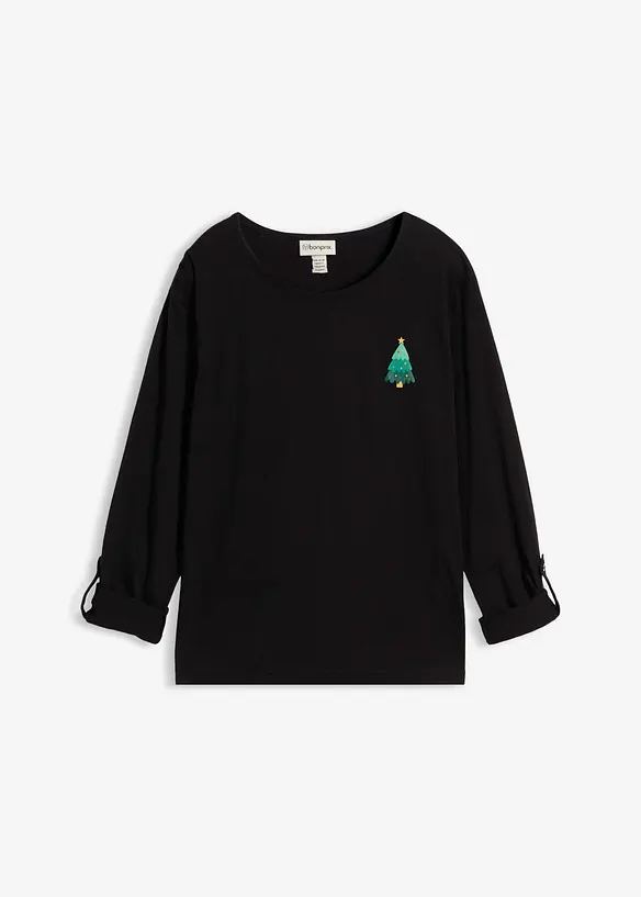 Langarmshirt aus reiner Bio-Baumwolle in schwarz von vorne - bonprix Langarmshirt aus reiner Bio-Baumwolle in schwarz von vorne - bonprix