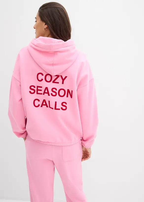 Oversize-Sweatshirt aus reiner Baumwolle in rosa von hinten (im Anschnitt) - bonprix