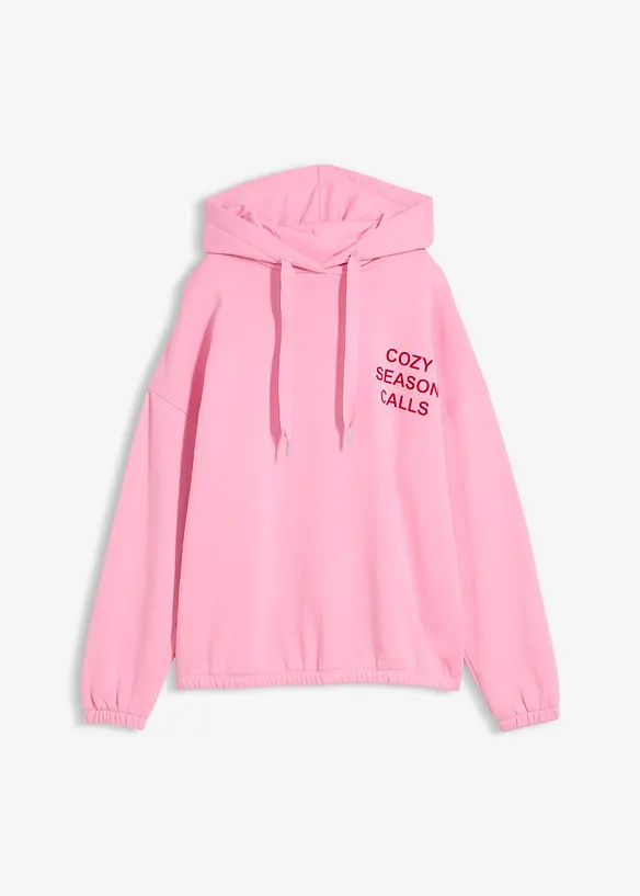 Oversize-Sweatshirt aus reiner Baumwolle in rosa von vorne - bonprix