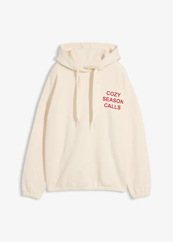 Oversize-Sweatshirt aus reiner Baumwolle in beige von vorne - bonprix