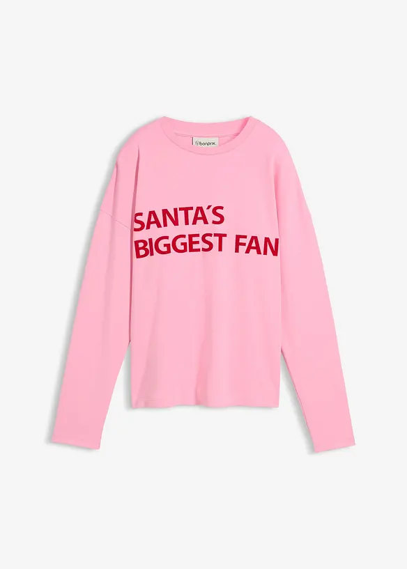 Oversize-Shirt aus Baumwolle in rosa von vorne - bonprix