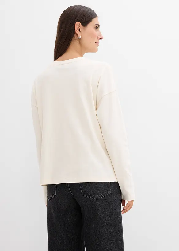 Oversize-Shirt aus Baumwolle in beige von hinten (im Anschnitt) - bonprix
