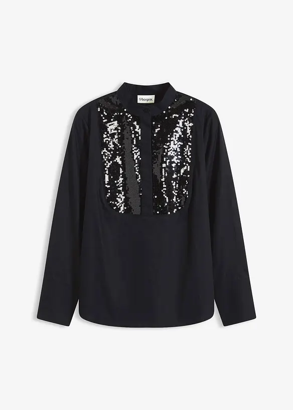 Paillettentunika in schwarz von vorne - bonprix