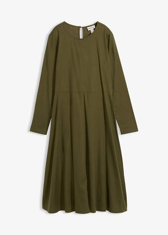 Leichtes Flanellkleid aus reiner Baumwolle in grün von vorne - bonprix Leichtes Flanellkleid aus reiner Baumwolle in grün von vorne - bonprix