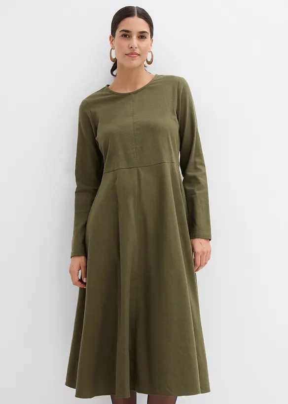 Leichtes Flanellkleid aus reiner Baumwolle in grün von vorne (Totalaufnahme) - bonprix Leichtes Flanellkleid aus reiner Baumwolle in grün von vorne (Totalaufnahme) - bonprix