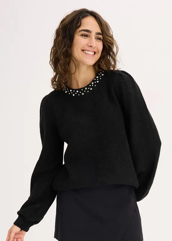 Pullover in schwarz von vorne (im Anschnitt) - bonprix Pullover in schwarz von vorne (im Anschnitt) - bonprix