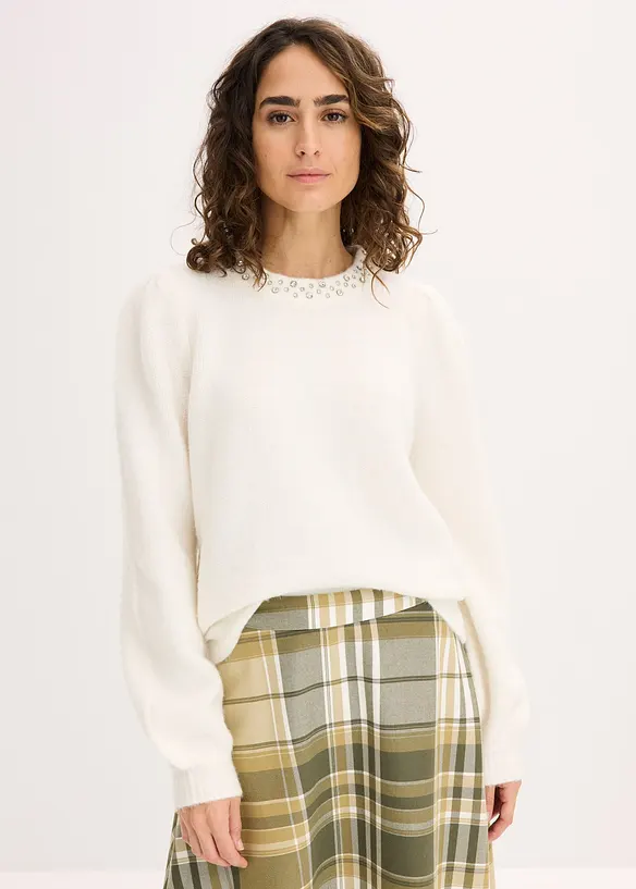Pullover in weiß von vorne (im Anschnitt) - bonprix