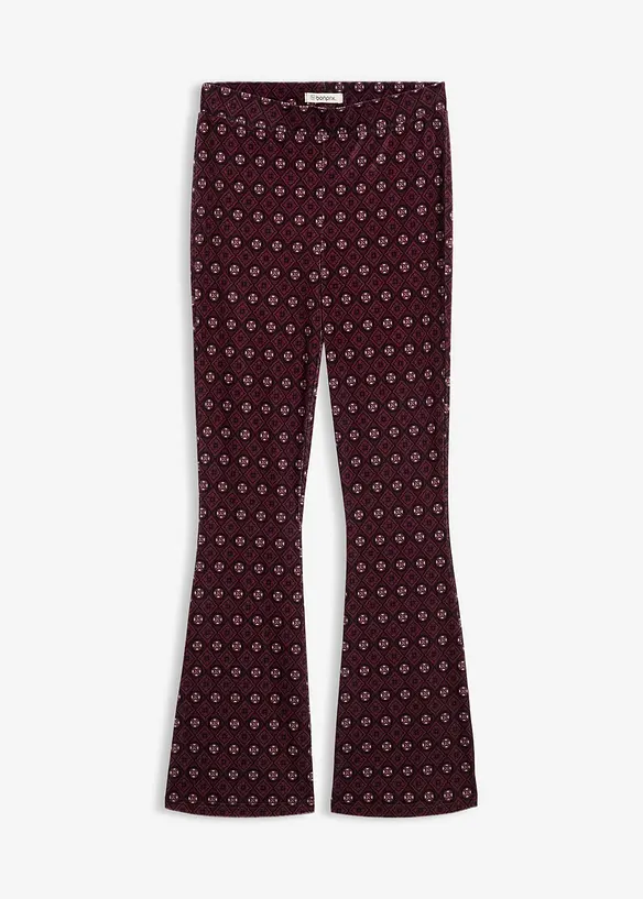 Ausgestellte Leggings aus softem Samt in rot von vorne - bonprix