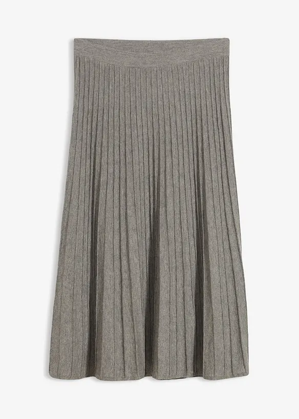 Strickrock mit Merinowolle in grau von vorne - bonprix